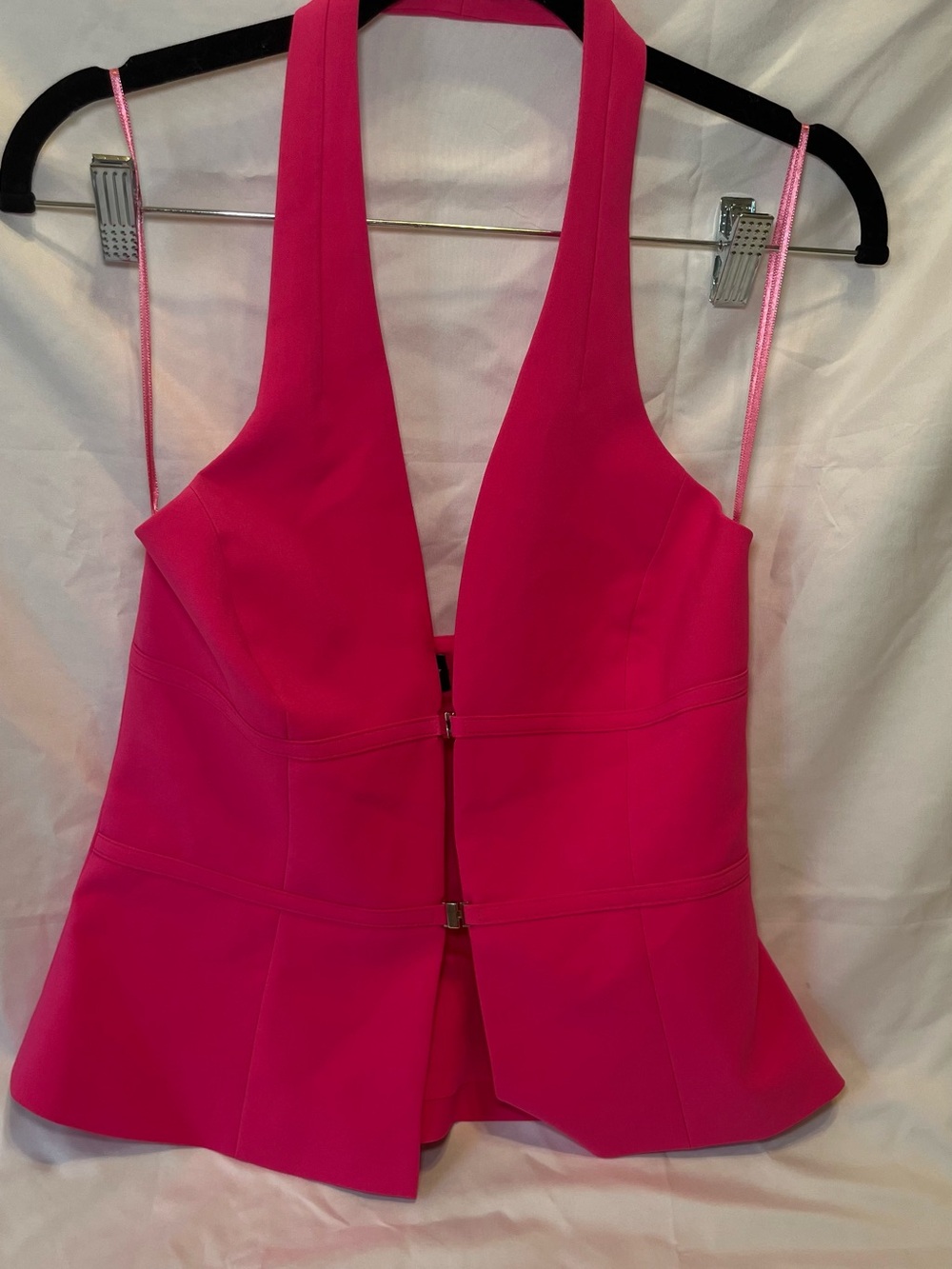 Zara Hot Pink Halter Peplum Top